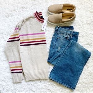 Trendy Cozy Crewneck Striped Oatmeal Sweater 🍁